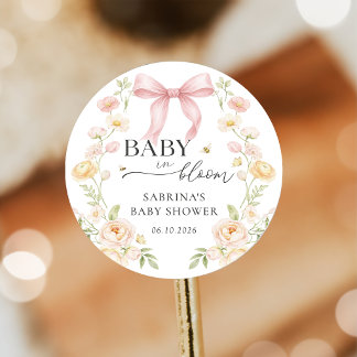 Autocollant Fête Prénatale Bébé Fleur Rose Bébé à