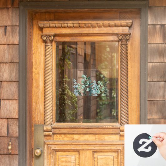 Autocollant feuille Eucalypt transparent bleu vert (Porte d'accueil)