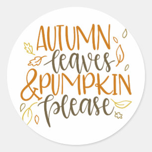 Autocollant Feuilles d'Automne et Citrouilles S'il