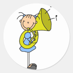 Autocollant Fille Baguettes Joueuse de Tuba