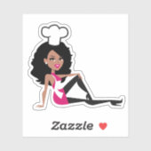 Autocollant fille boulangerie afro-américaine (Feuille)