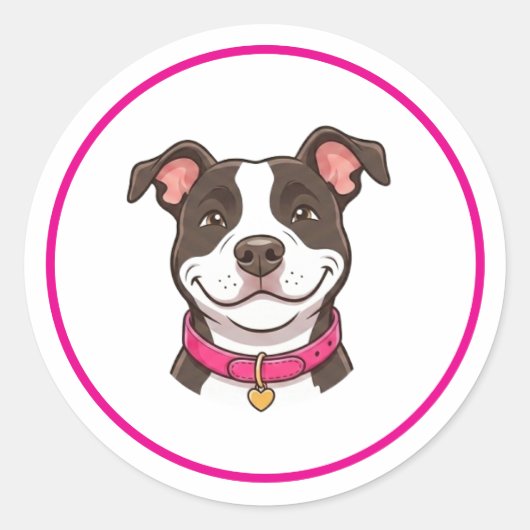 Autocollant fille chien Pitbull (Devant)