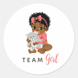 Autocollant Fille de l'Équipe Rose avec Bébé Noir 