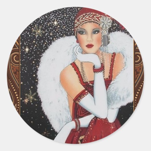 Autocollant fille Flapper Art déco (Devant)