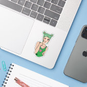 Autocollant Fille Fraise (Ordinateur portable avec iPhone)