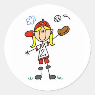 Autocollant Fille Jouant au Softball