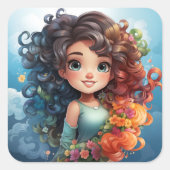 Autocollant fille mignonne (Devant)