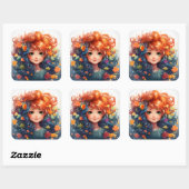 Autocollant fille mignonne (Feuille)