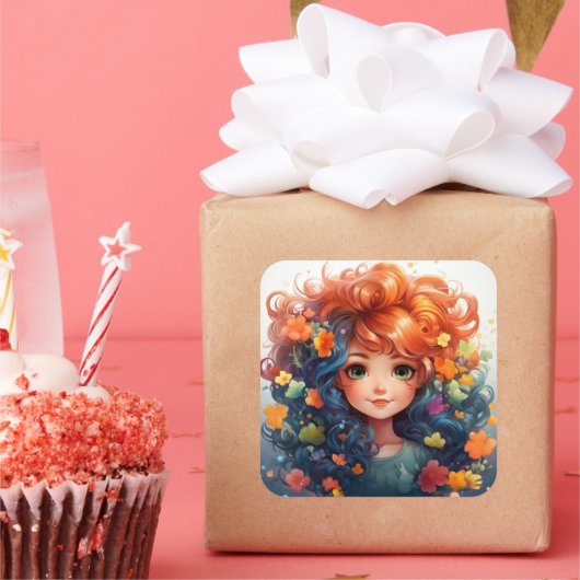 Autocollant fille mignonne (Fête)