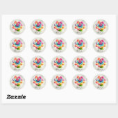 Autocollant Fleur Bleu Rose Jaune (Feuille)