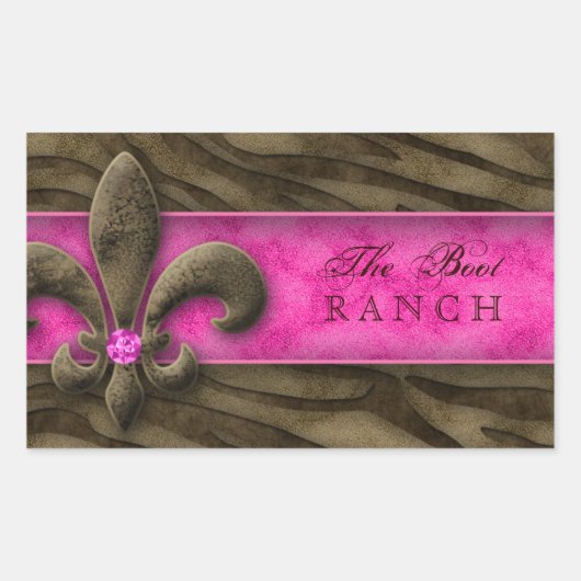 Autocollant Fleur de Lis Bijoux Zèbre rose Brown (Devant)