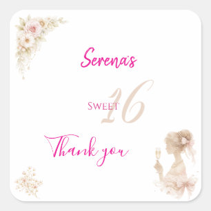Autocollant Fleur Rêveuse Douce Anniversaire 16 An