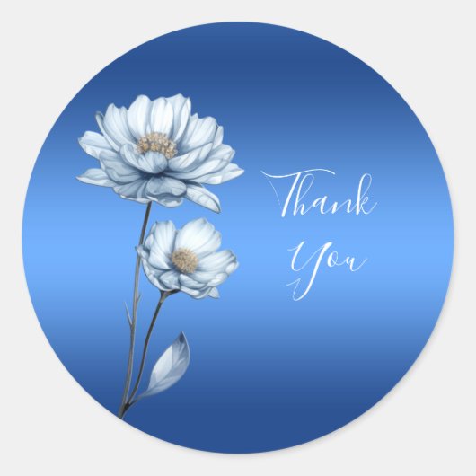 Autocollant Fleurs Aquarelle Bleue (Devant)