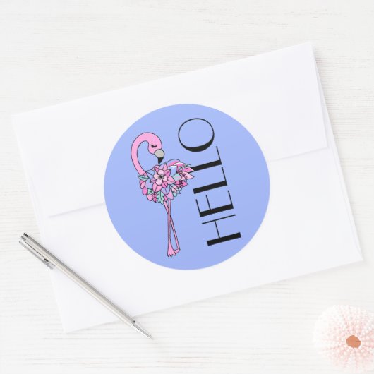 Autocollant Fleurs de Flamant Rose (Enveloppe)