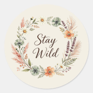 Autocollant Fleurs Sauvages Boho Floral Reste Sauv