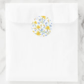 Autocollant floral bleu et jaune (Sac)