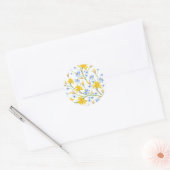 Autocollant floral bleu et jaune (Enveloppe)