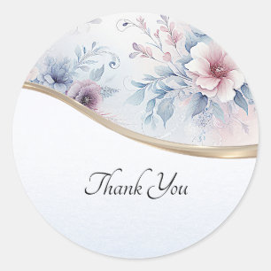 Autocollant floral bleu rose Aquarelle