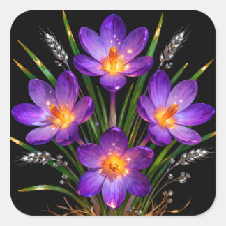 Autocollant floral Crocus Violet