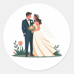 Autocollant floral de mariée et de marié