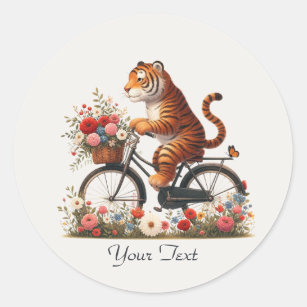 Autocollant floral de tigre de bicyclette
