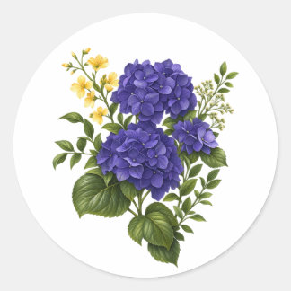 Autocollant floral d'hydrangea pourpre