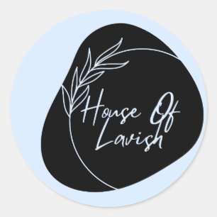 Autocollant floral élégant bleu poudre noir et bla