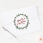 Autocollant floral élégant du Joyeux Noël | (Enveloppe)