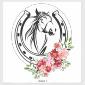 Autocollant Floral Horse Horseshoe (Feuille)