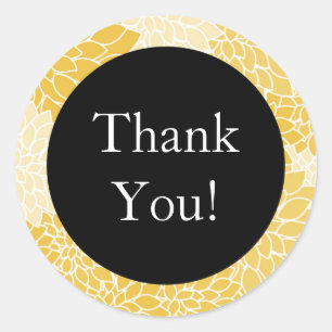 Autocollant floral jaune et noir "Merci !"