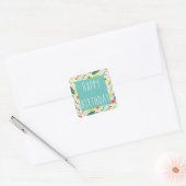 Autocollant Floral Joyeux d'anniversaire (Enveloppe)