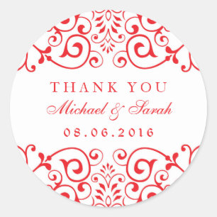 Autocollant floral Mariage blanc rouge