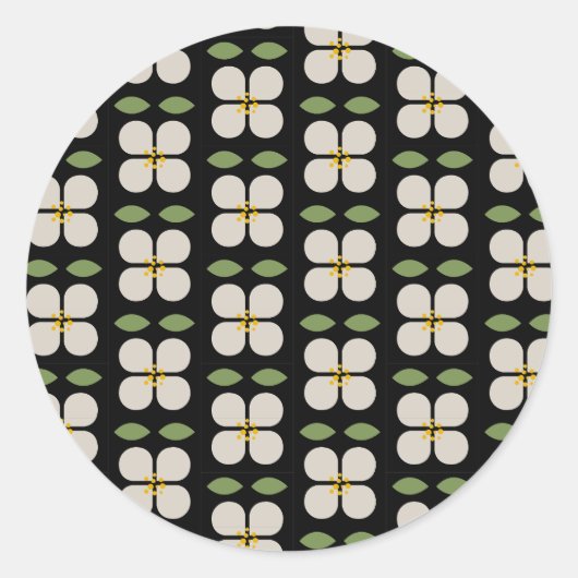 Autocollant floral noir et blanc - Bloom & Stick (Devant)