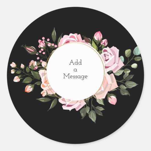 Autocollant floral noir personnalisable (Devant)