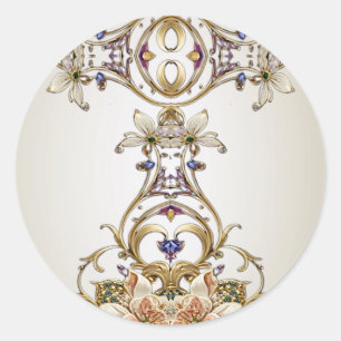 Autocollant floral or blanc