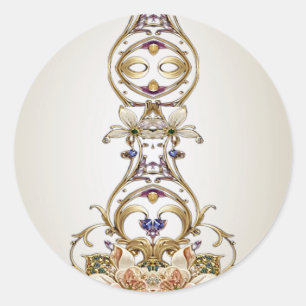 Autocollant floral or blanc