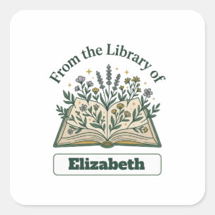 Autocollant floral personnalisé de bibliothèque