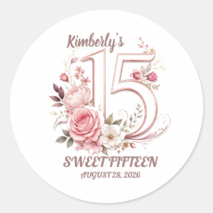 Autocollant floral pour les 15 ans Sweet Fifteen