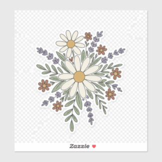 Autocollant Floral Rétro – Marguerite Vintage & Fl