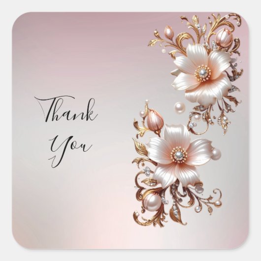 Autocollant floral rose décoratif (Devant)