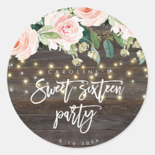 autocollant floral rose en bois rustique du bonbon