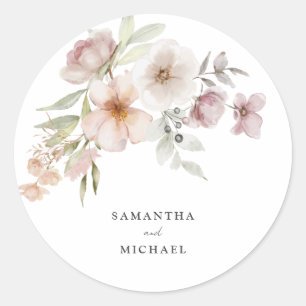 Autocollant floral rose mariage