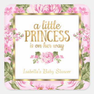 Autocollant floral rose or princesse Baby Shower r