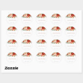 Autocollant floral rouge et roux (Feuille)