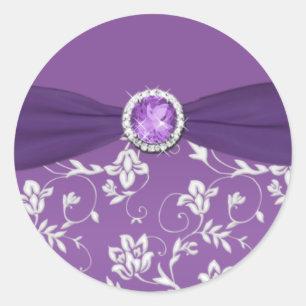 Autocollant floral violet et argenté
