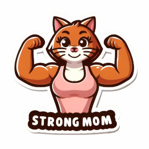 Autocollant Forte Maman Chat - Cadeau Drôle de Cha