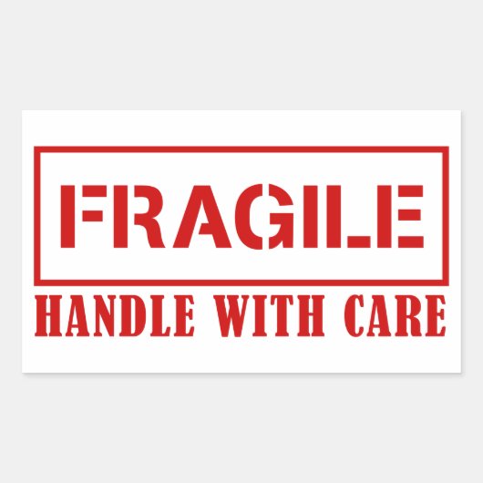 Autocollant fragile - poignée avec soin - Timbre s (Devant)