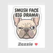 Autocollant Frenchie Gros Drame Visage Écrasé (Feuille)