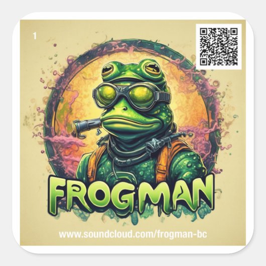 Autocollant Frogman #1 - feuille de 6 autocollants (Devant)