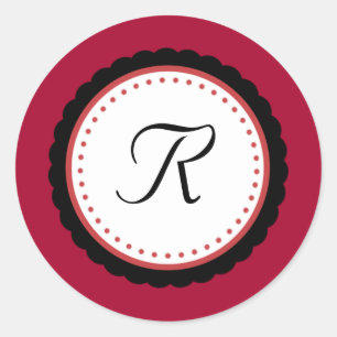 Autocollant fuchsia d'initiale de monogramme de